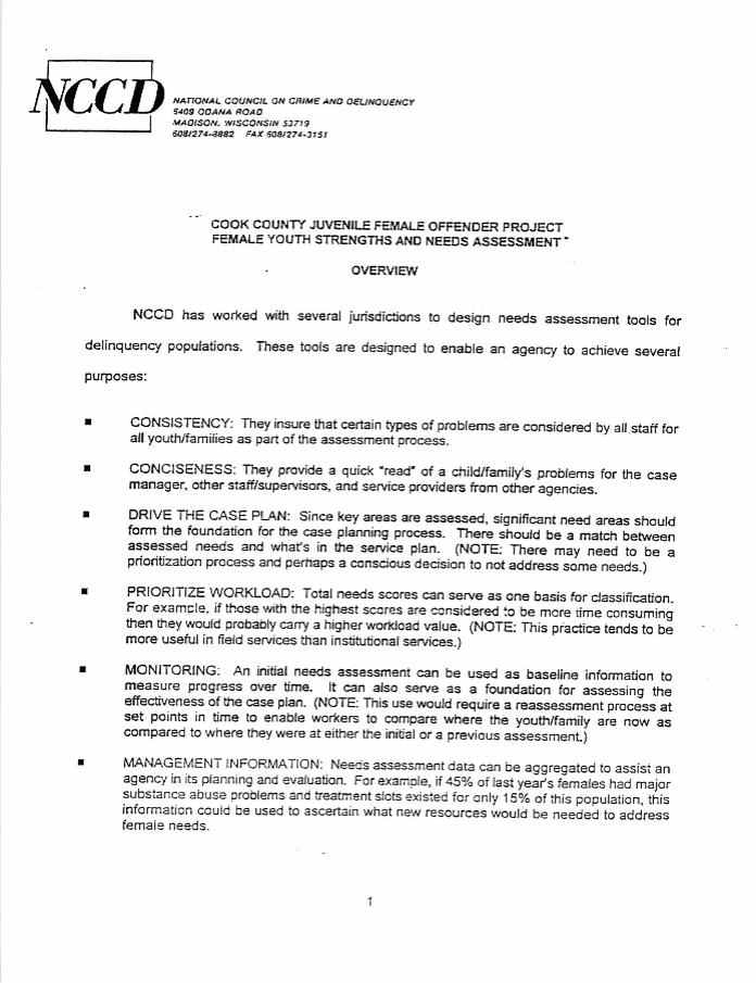 Cook County Juvenile Female Offender Project Overview